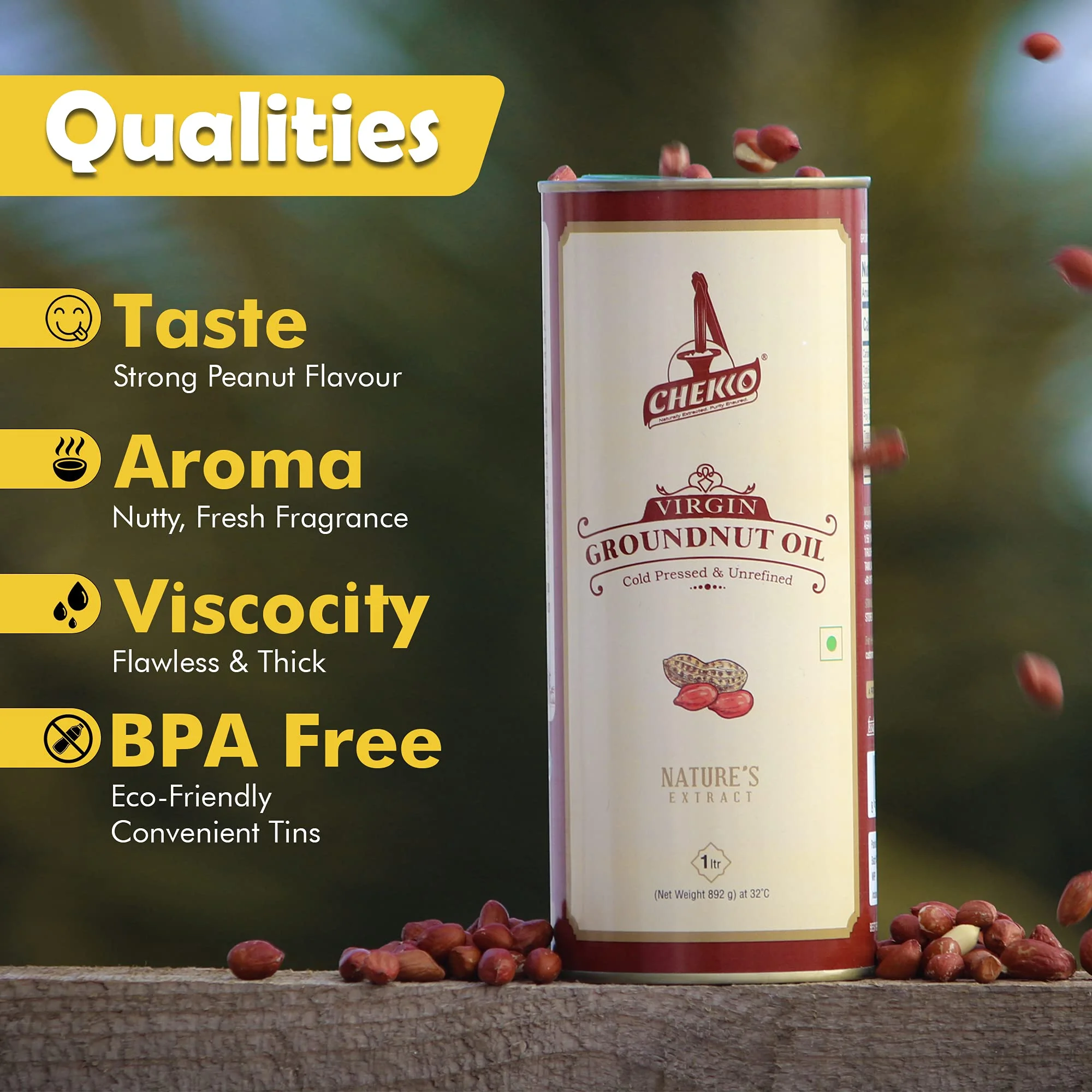 Chekko Cold Pressed Groundnut/Peanut Oil (Virgin, Kachi Ghani, Chekku) - Image 5