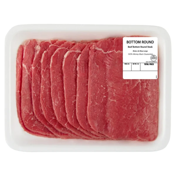 Thin Sliced Bottom Round Beef Steak, 8 per Tray, Fresh, 0.34 - 2.0 lb