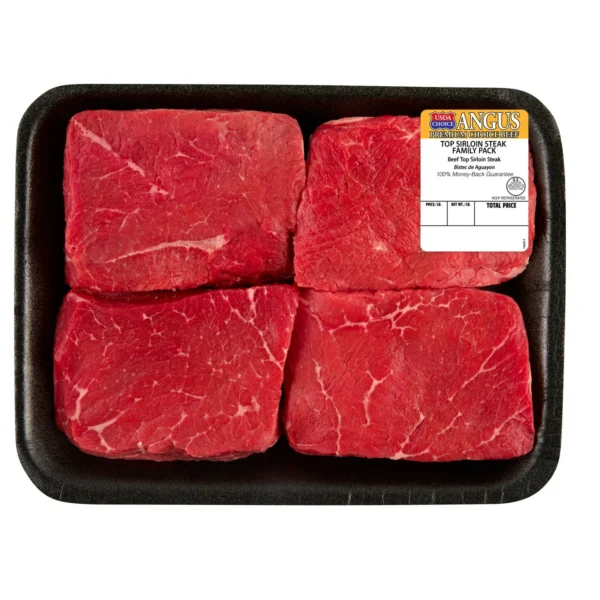 Top Sirloin Steak, Choice Angus Beef, 4 or 6 per Tray, Family Pack, Fresh