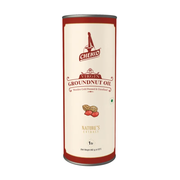 Chekko Cold Pressed Virgin Groundnut Oil | 100% Natural, Pure & Wood Pressed (1L - 33 OZ) for Cooking