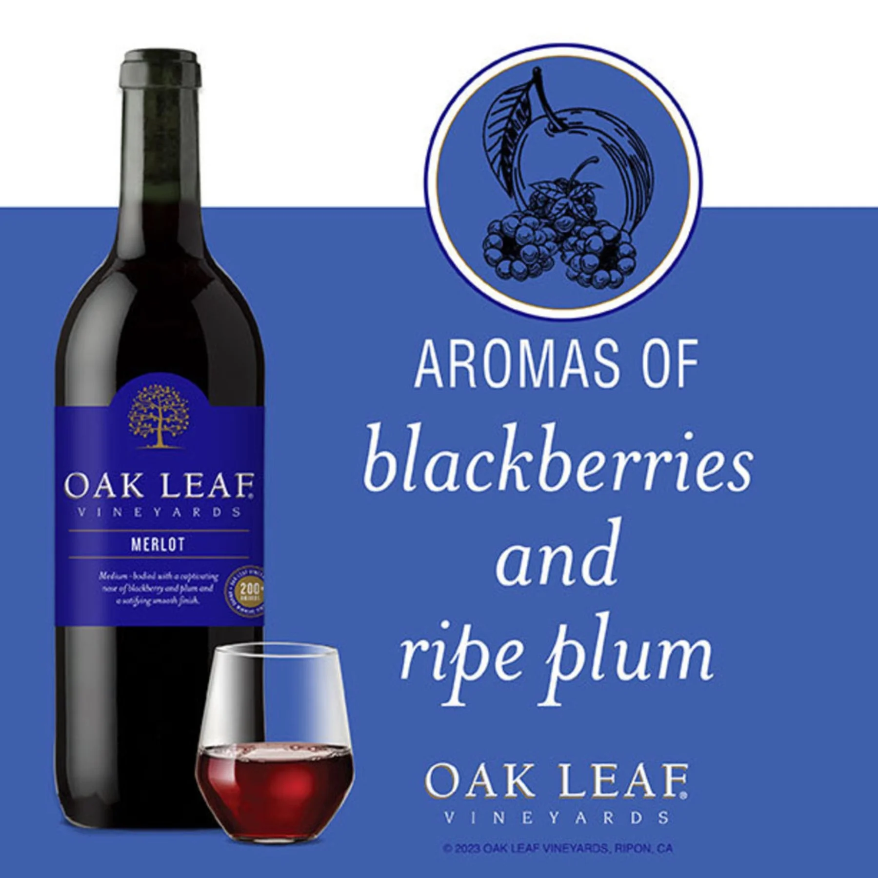 Oak Leaf Vineyards Merlot Red Wine, 750 ml Bottle, 13% ABV - Image 3