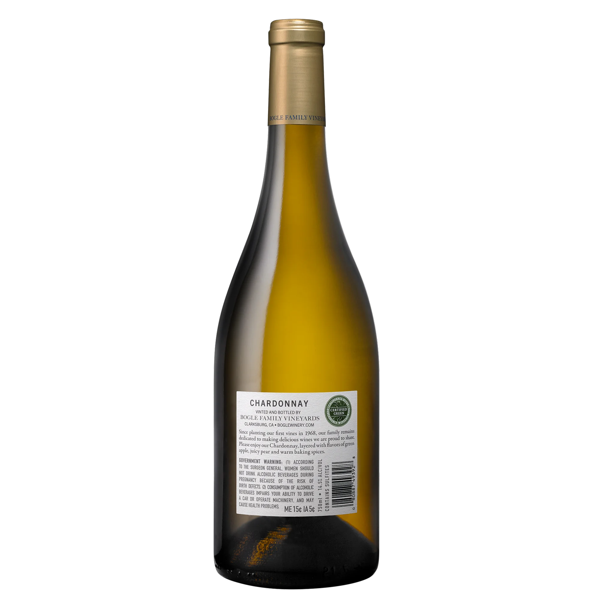 Bogle Vineyards Chardonnay California White Wine, 750 ml Glass Bottle, 14.5% ABV - Image 2
