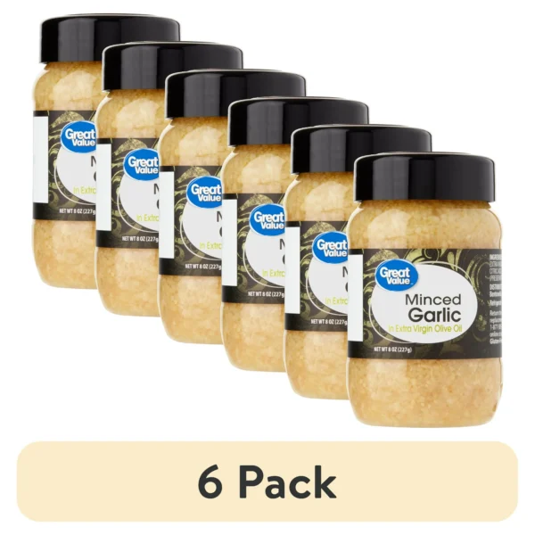 Great Value Minced Garlic in Extra Virgin Olive Oil, 8 oz (6 pack)