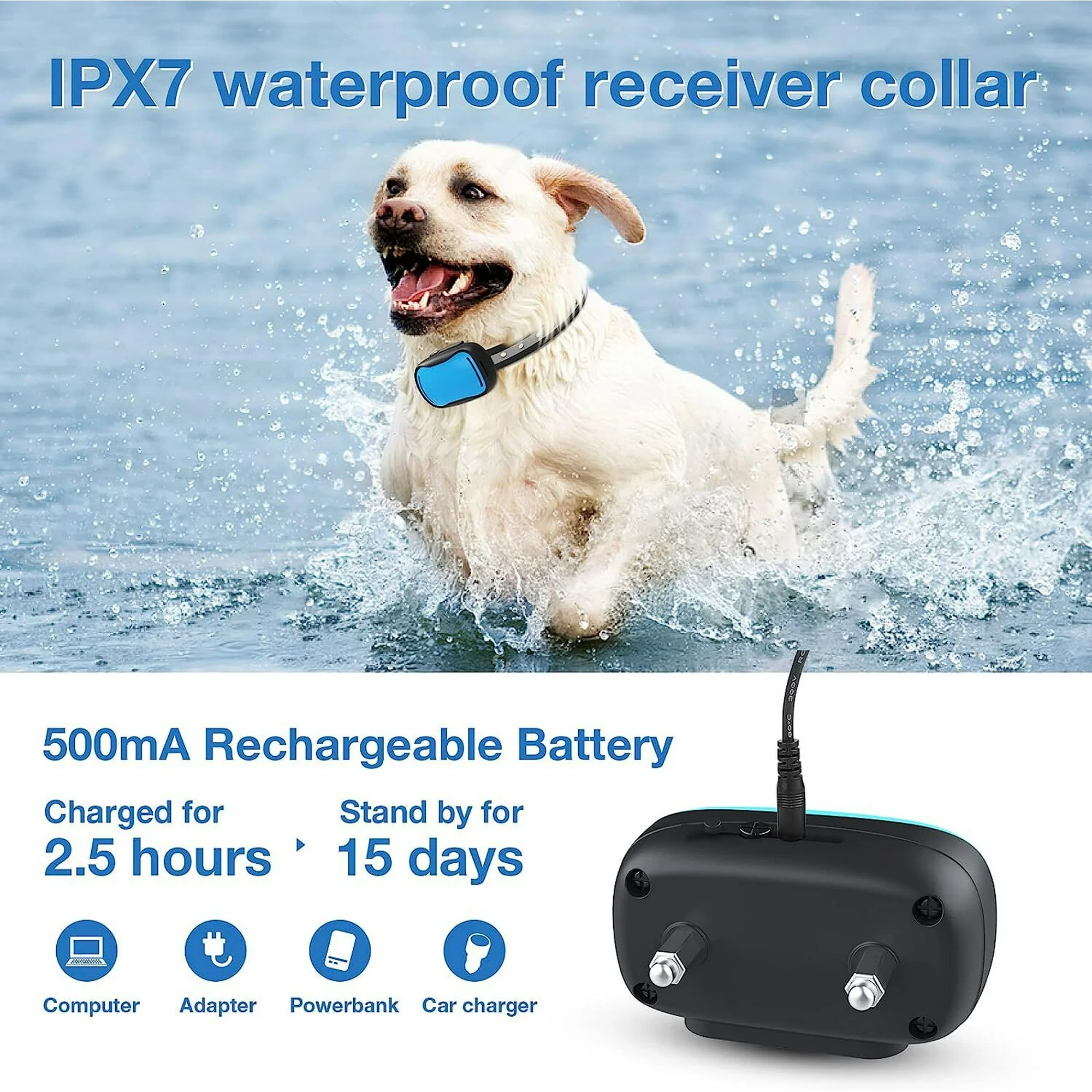 Jewyow Invisible Electric Dog Fence - 5-Acre Underground Wired System with 2 Shock Collars, Waterproof & Rechargeable - Image 3