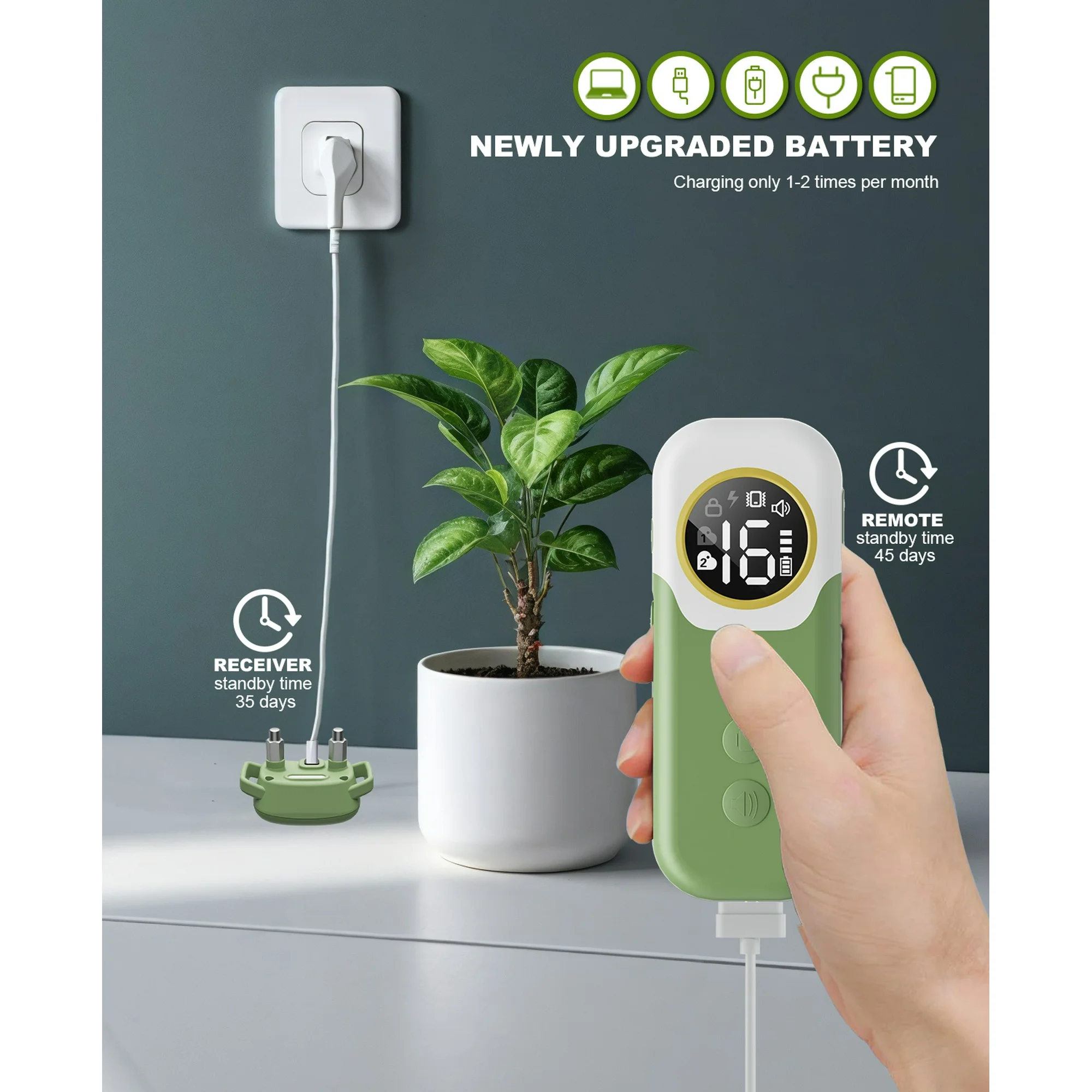 Heaflex Dog Training Collar Remote 2400FT Electric Rechargeable IP67 Waterproof Collars Dogs (Green) - Image 3