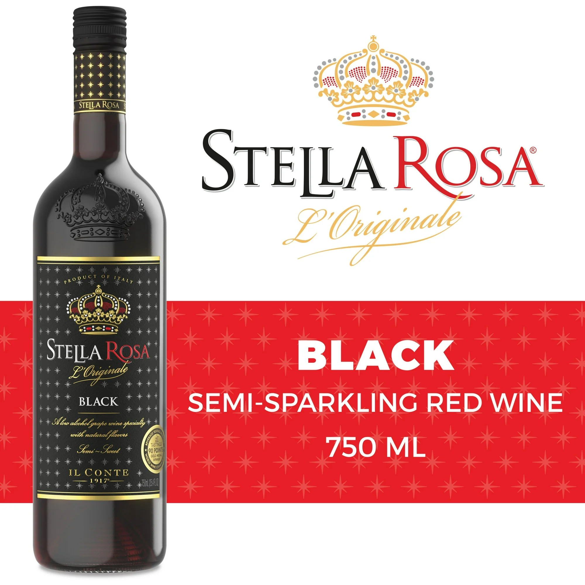 Stella Rosa Black Semi-Sweet Red Wine, 750ml Glass Bottle, Piedmont Italy - Image 2