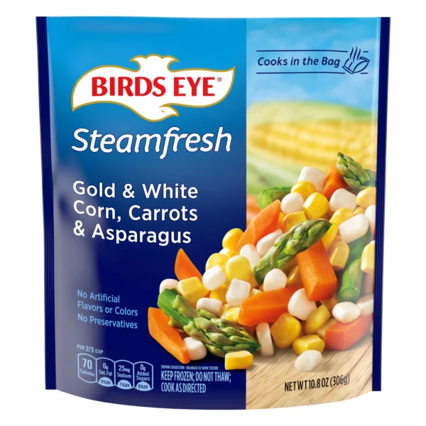 Birds Eye Steamfresh Corn, Carrots & Asparagus Mixed Vegetables, Frozen Vegetables, 10.8 oz. Bag