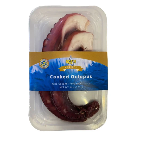 Bos’n Frozen Seafood Cooked Octopus Legs, 8oz (226.7g), Wild Caught – Contains Mollusks