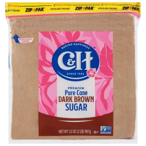C&H Premium Pure Cane Dark Brown Sugar 2lb. Zipper-Pak