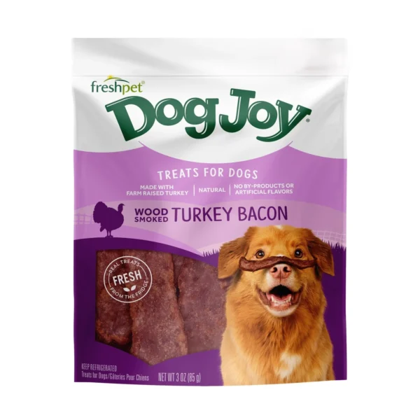 Freshpet Dog Treat, Dog Joy Wood-Smoked Turkey Bacon Treat, 3 oz Bag