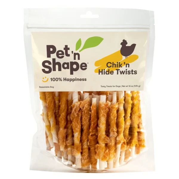 Pet 'n Shape Hide Twists - Chicken Wrapped Rawhide Dog Treats - Small Twist - 1 Pound