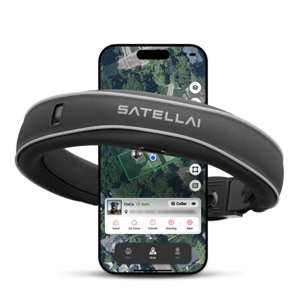 SATELLAI Wireless Fence GPS Dog Collar - AI Analysis,Precise Positioning, 5-Day Battery, IP68 Waterproof,Gray