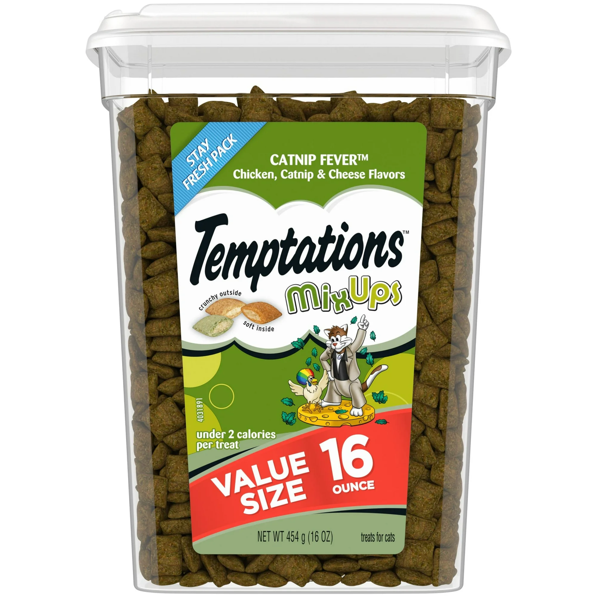 Temptations Mixups Catnip Fever Flavor Crunchy And Soft Treats For Cats, 16 Oz Tub