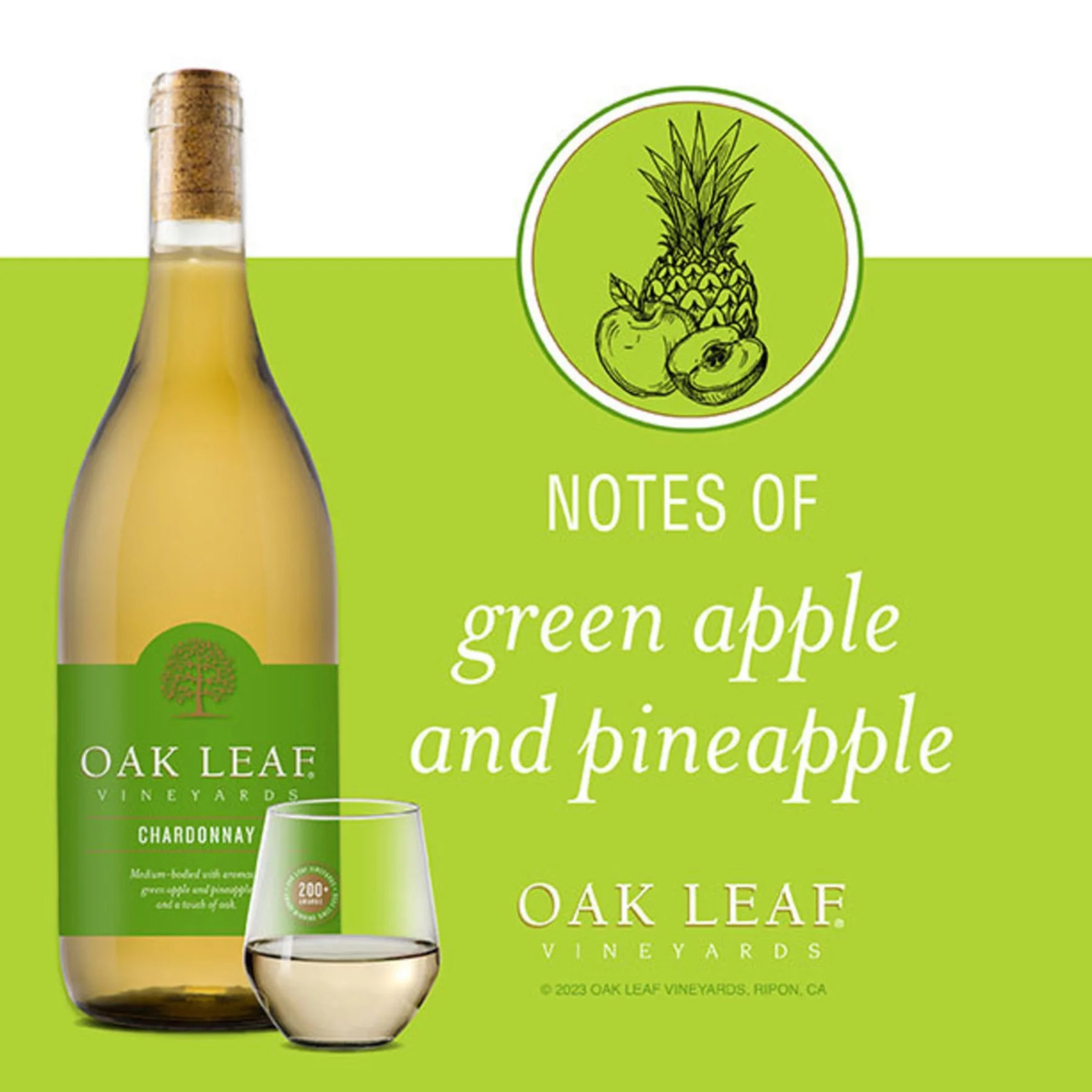 Oak Leaf Vineyards Chardonnay White Wine, 750 ml Bottle, 12.5% ABV - Image 3