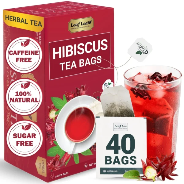 LeafLea 40 Premium Natural Hibiscus Tea Bags