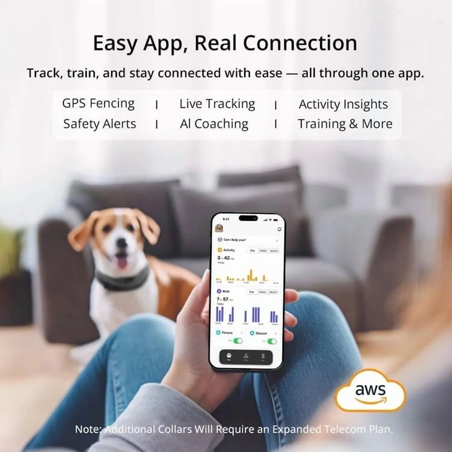 SATELLAI Wireless Fence GPS Dog Collar - AI Analysis,Precise Positioning, 5-Day Battery, IP68 Waterproof,Blue - Image 2