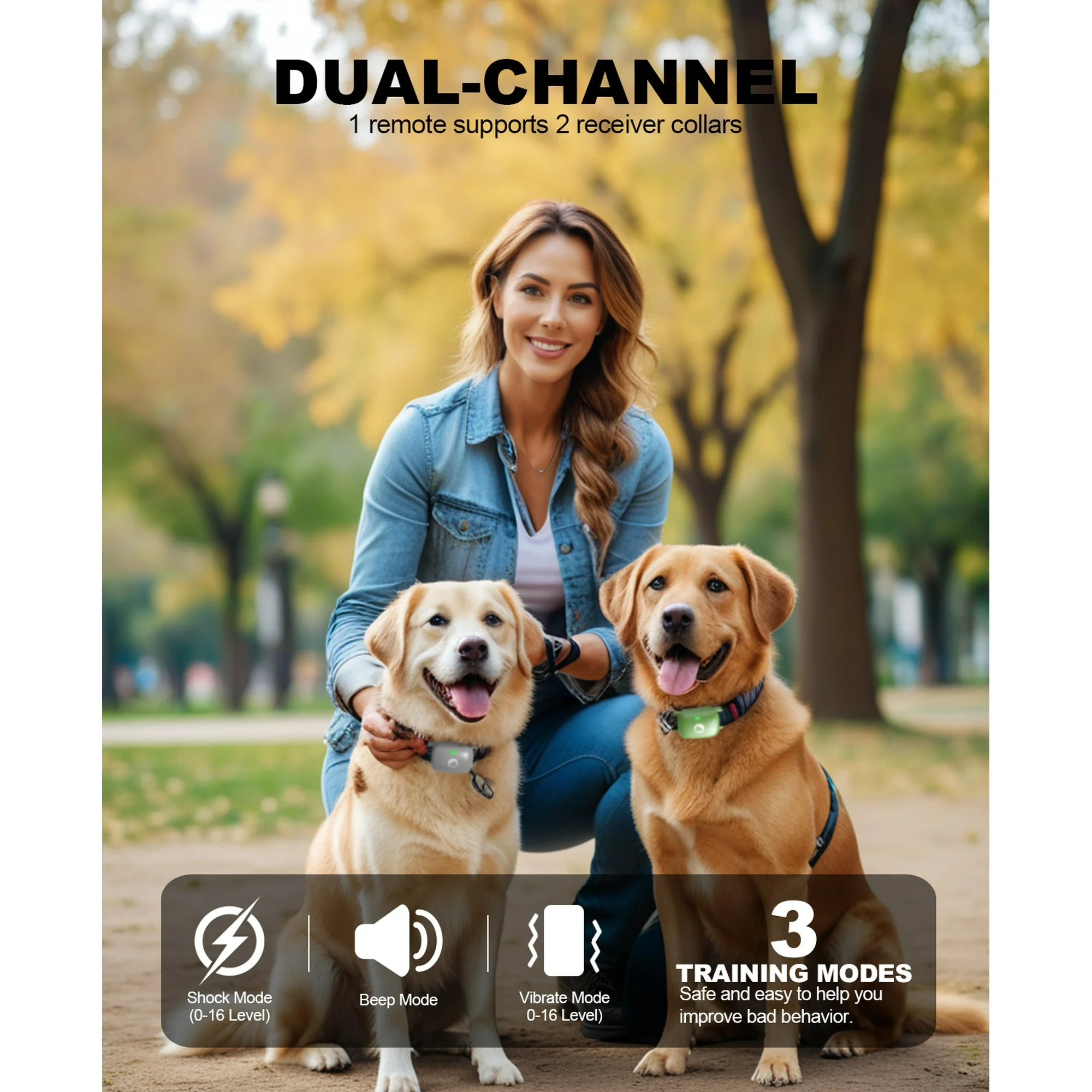 Heaflex Dog Training Collar Remote 2400FT Electric Rechargeable IP67 Waterproof Collars Dogs (Green) - Image 4