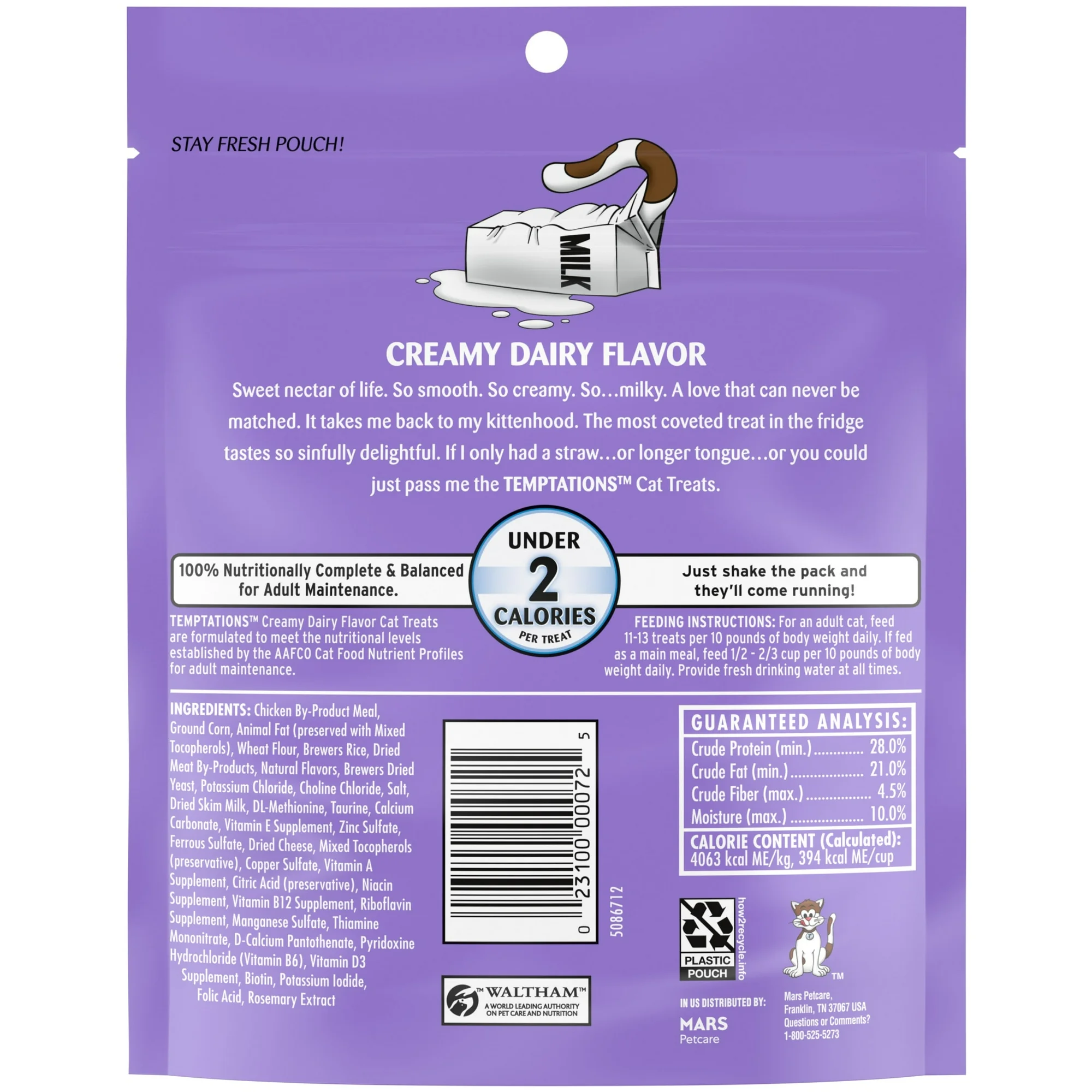 Temptations Classic Creamy Dairy Flavor Crunchy And Soft Treats For Cats, 6.3 Oz Pouch - Image 2