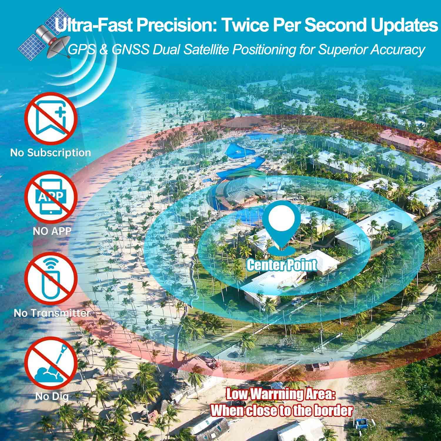 GPS Wireless Dog Fence System, CICPAP Electric Dog Collar Fence with Satellite GPS - Image 3